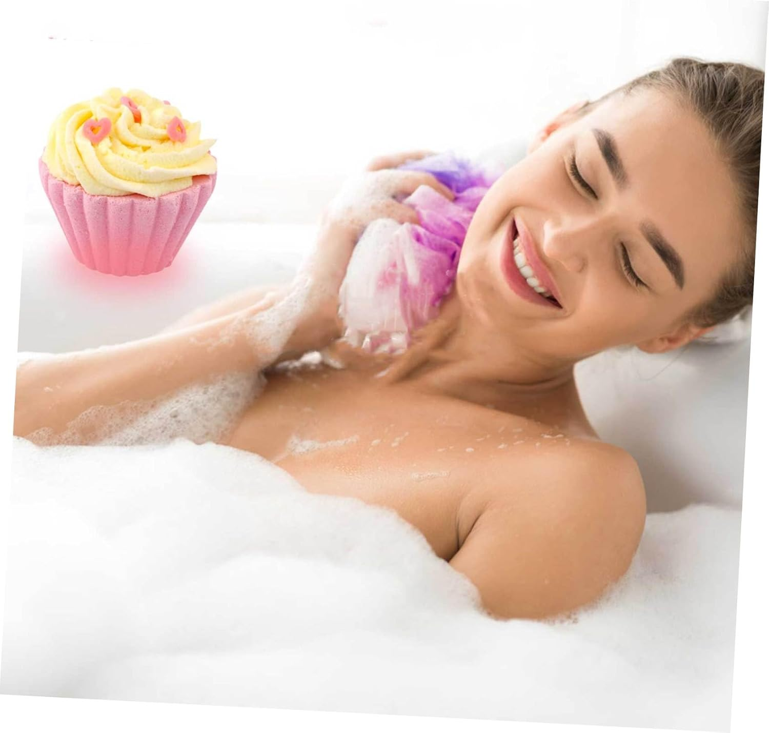 WRITWAA 6Pcs Adorable Cake Shape Bath Balls Natural Spa Set for Relaxation Travel Friendly for Home Hotel Use image number 3