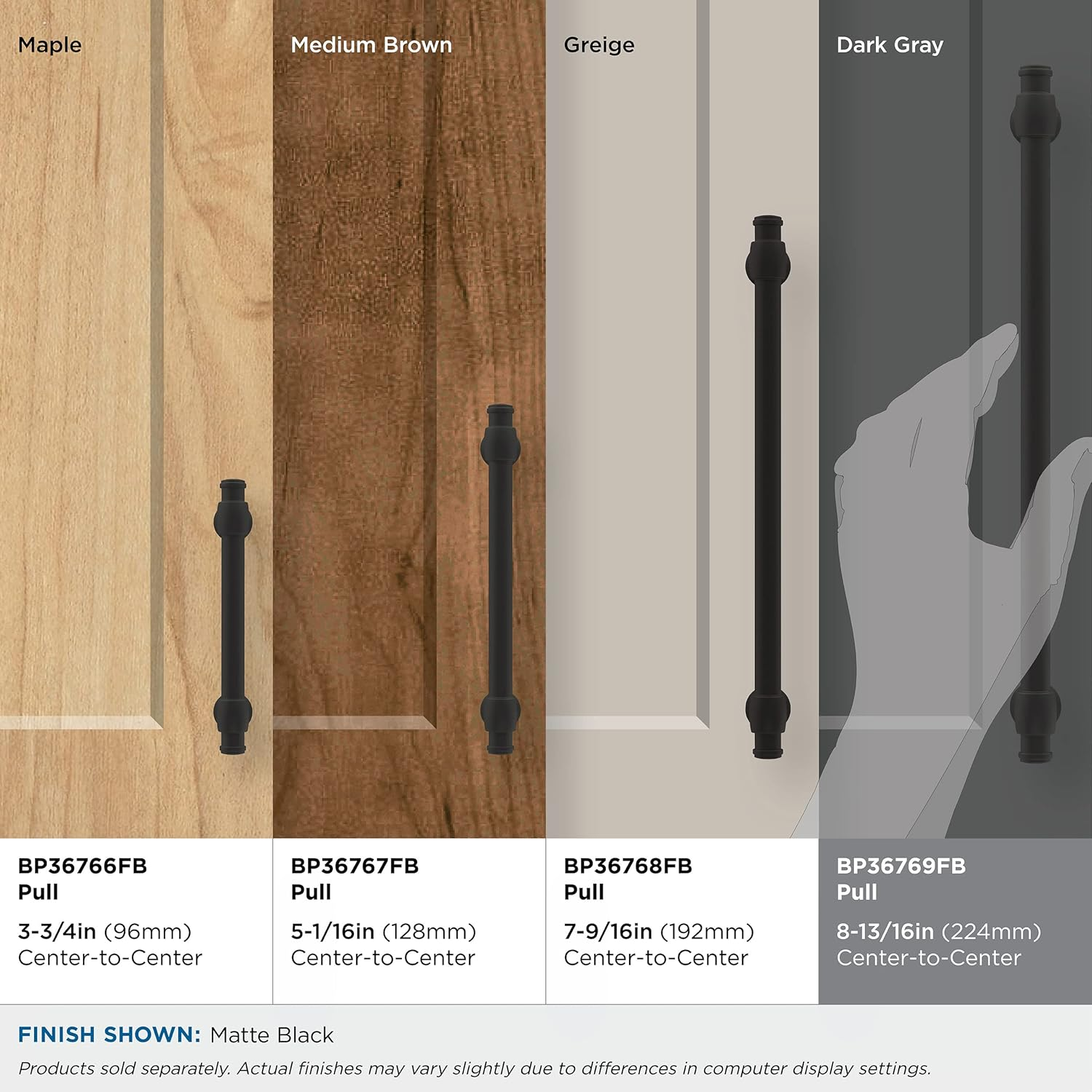 Amerock | Cabinet Pull | Matte Black | 8-13/16 Inch (224 Mm) Center-To-Center | Winsome | 1 Pack | Drawer Pull | Cabinet Handle | Cabinet Hardware image number 5