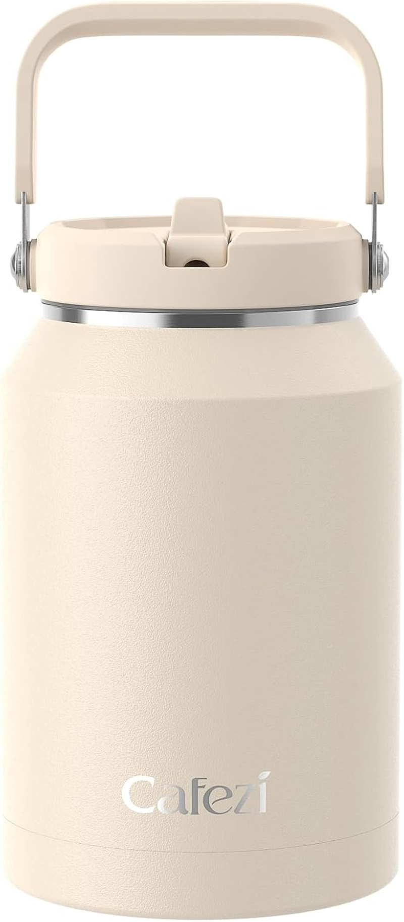 64Oz (2L) Stainless Steel Water Bottle - Insulated Double Wall Vacuum Flask with Flip Straw & Carry Handle, Leakproof Gym Water Jug Keeps Ice 34Hrs, No Sweat Design for Outdoors, Hiking, Work image number 4