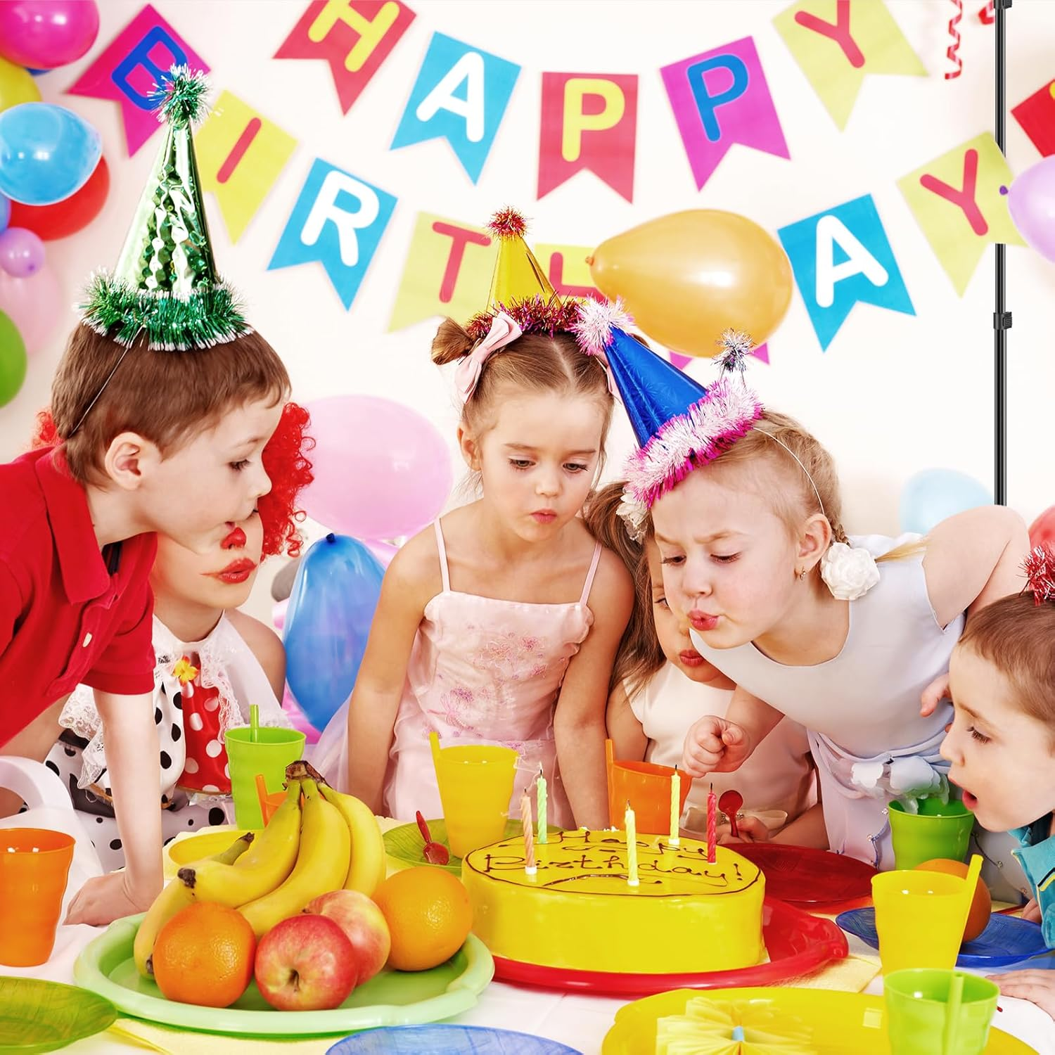 EMART Backdrop Stand Kit 2X2M/ 6.5X6.5Ft Photography Back Drop Support with White Background Carrying Bag and 4 Spring Clamps for Photo Decoration Party Studio Video