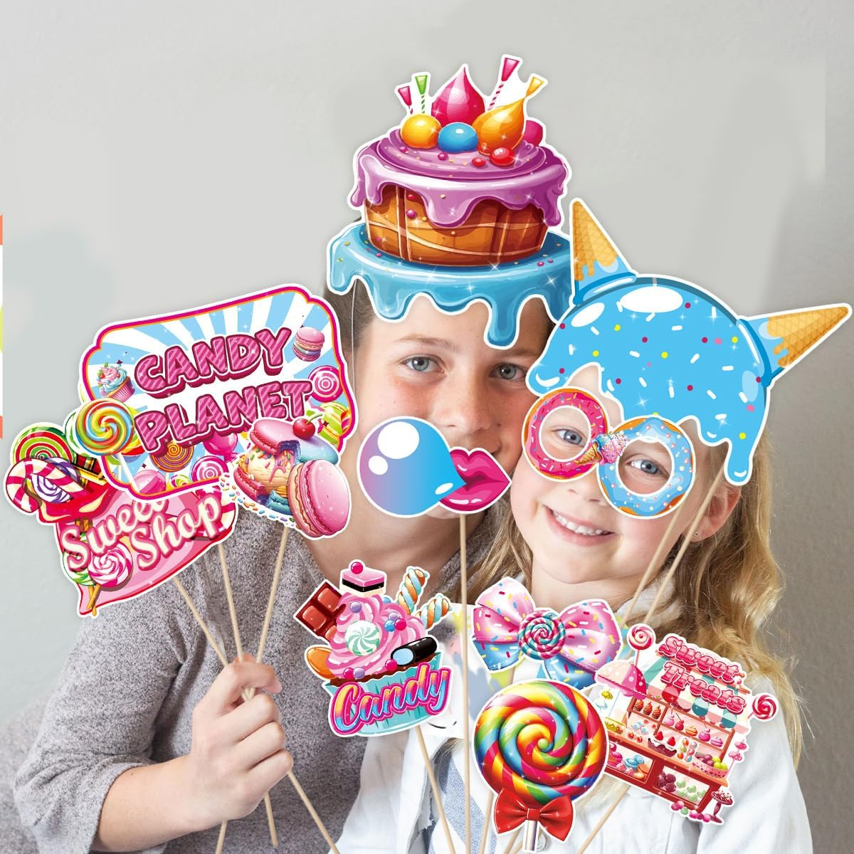Buziba 30Pcs Candy Photo Booth Props Candyland Lollipop Party Decorations Selfie Props for Candy Theme Birthday Party Thanksgiving Christmas Supplies image number 6