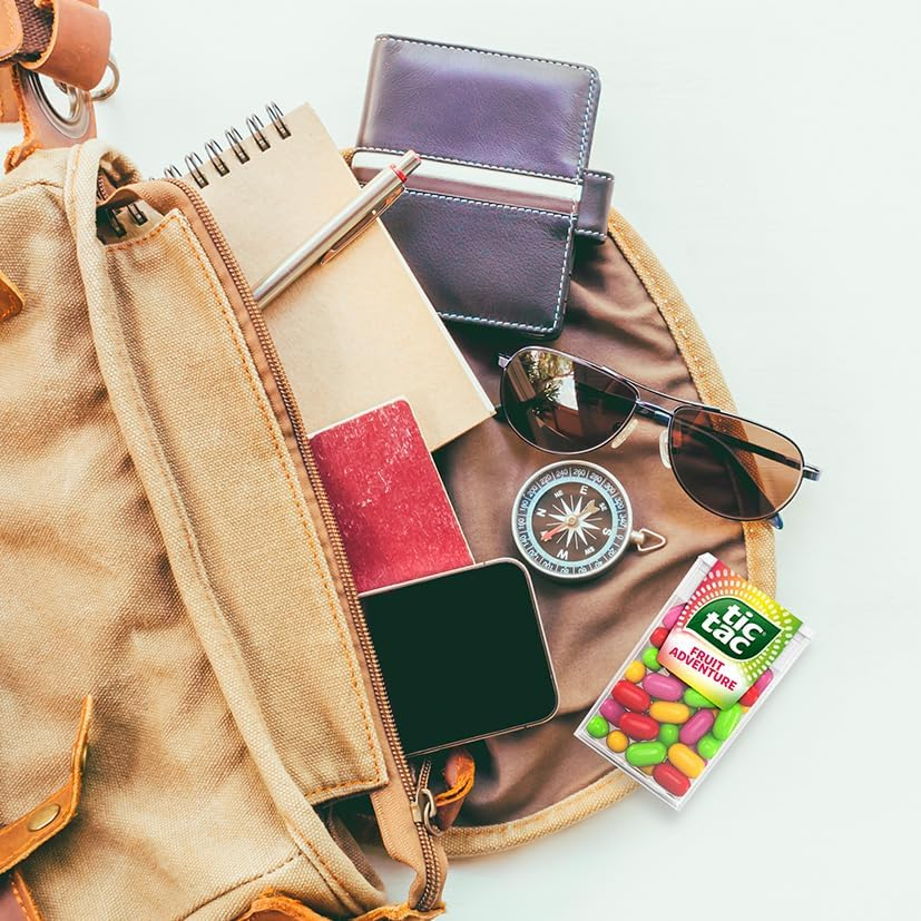 Tic Tac Fruit Adventure Mints, Bulk Hard Candy Mints, On-The-Go Refreshment, 24 Packs (24G Each)