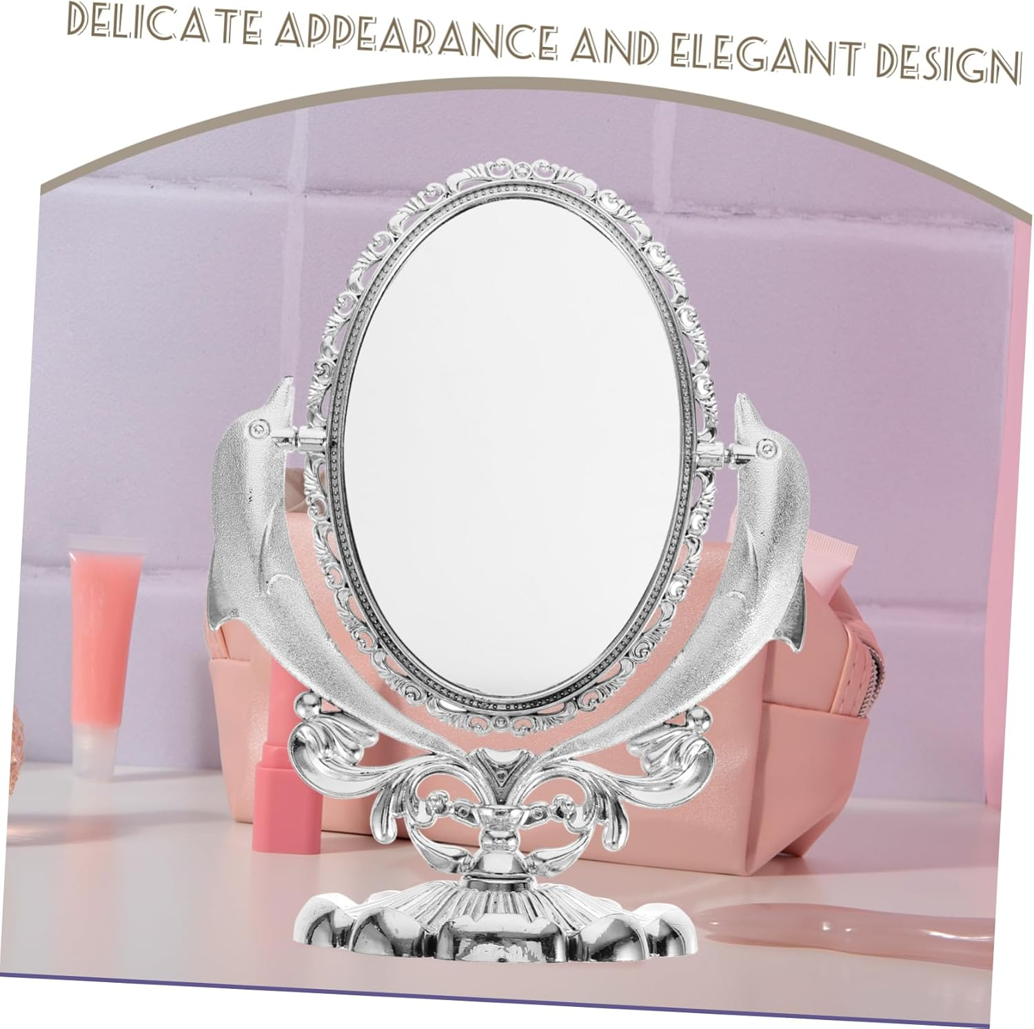 HONMEET Desktop Double-Sided Makeup Mirror Elegant Decorative Table Mirror for Beauty Salon and Home Use Viewing Angle for Makeup Application image number 1