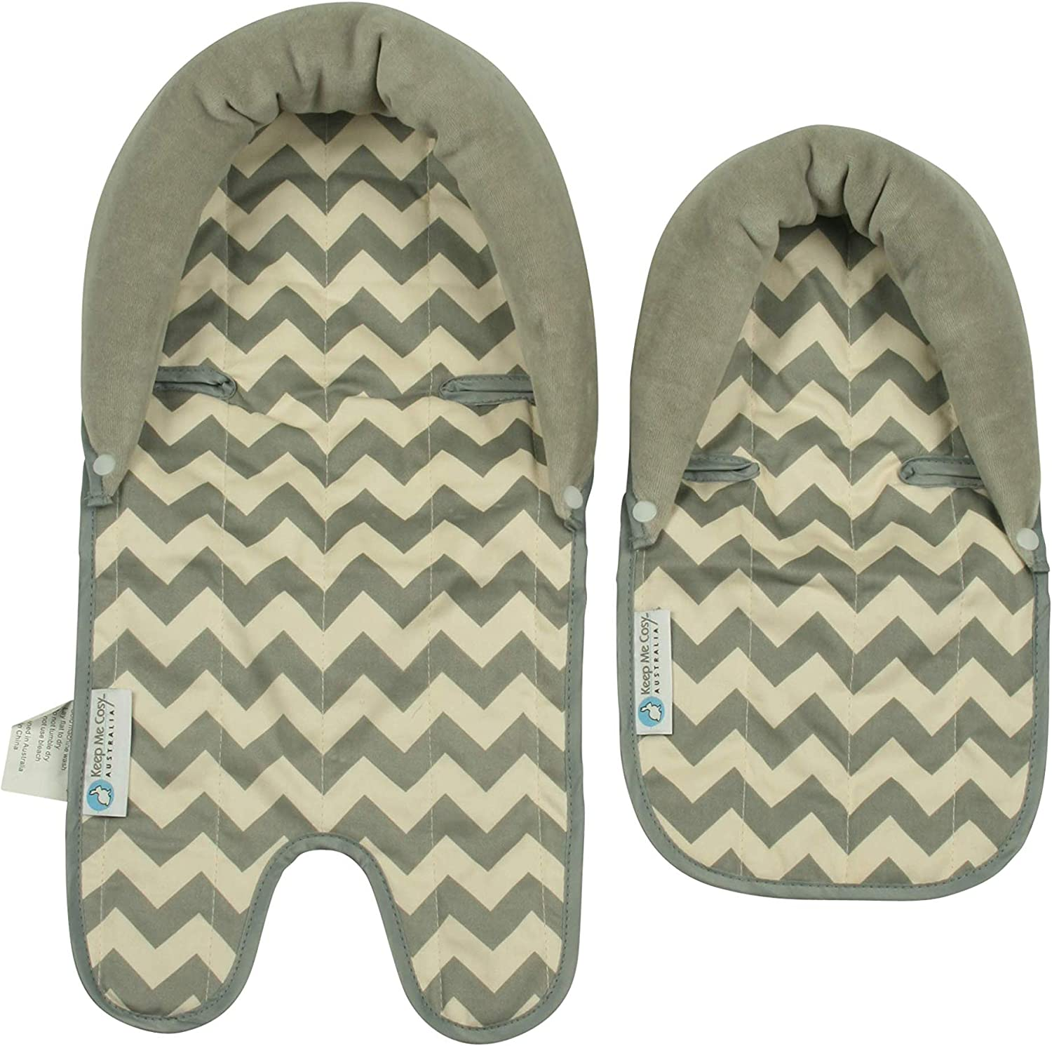 Keep Me Cosy&trade; Baby Head Support for Pram and Car Seat (Twin Pack) - Grey Chevron image number 1