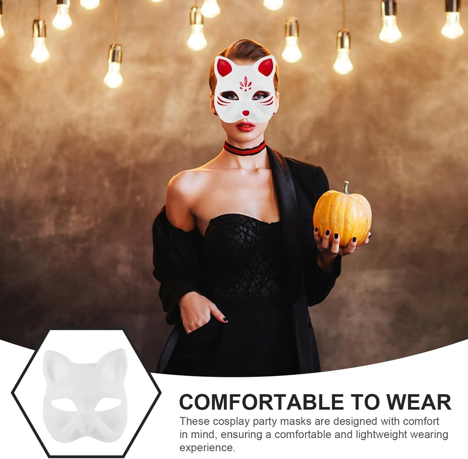 5Pcs Cat Mask Therian Masks White Paper Fox Masks Blank Therian Masks Unpainted Wolf Animal Half Facemasks DIY Masquerade Mask