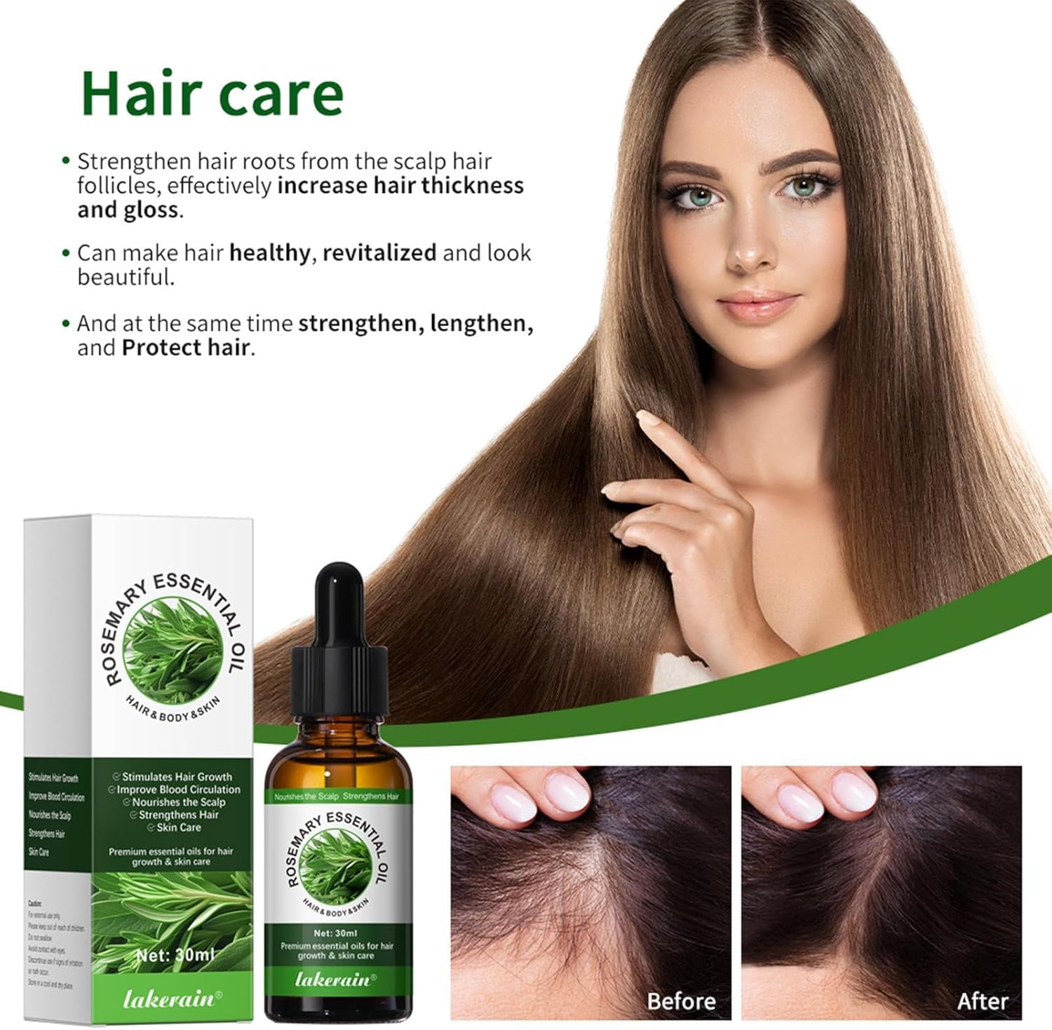 Zankie Rosemary Hair Oil, 30Ml Pure Rosemary Oil for Hair Growth, Rosemary Hair Oil Prevents Hair Loss, Repairs Split Ends and Dry Scalp image number 6