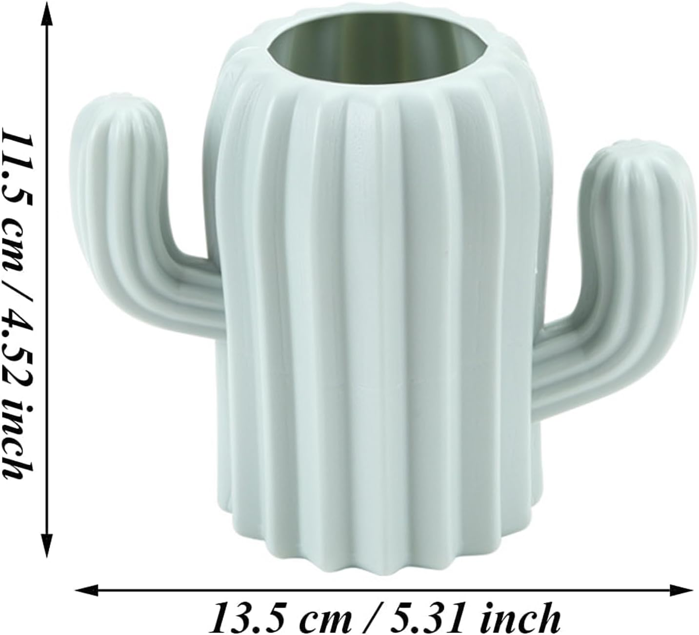 2 Pieces Pen Pencil Pot Holder, Stationery Storage Pen Container, Makeup Brush Holder, Creative Funny Cactus Shape Desk Pen Holder Stand for Desk, Office Supplies, Vanity Table (White, Green)