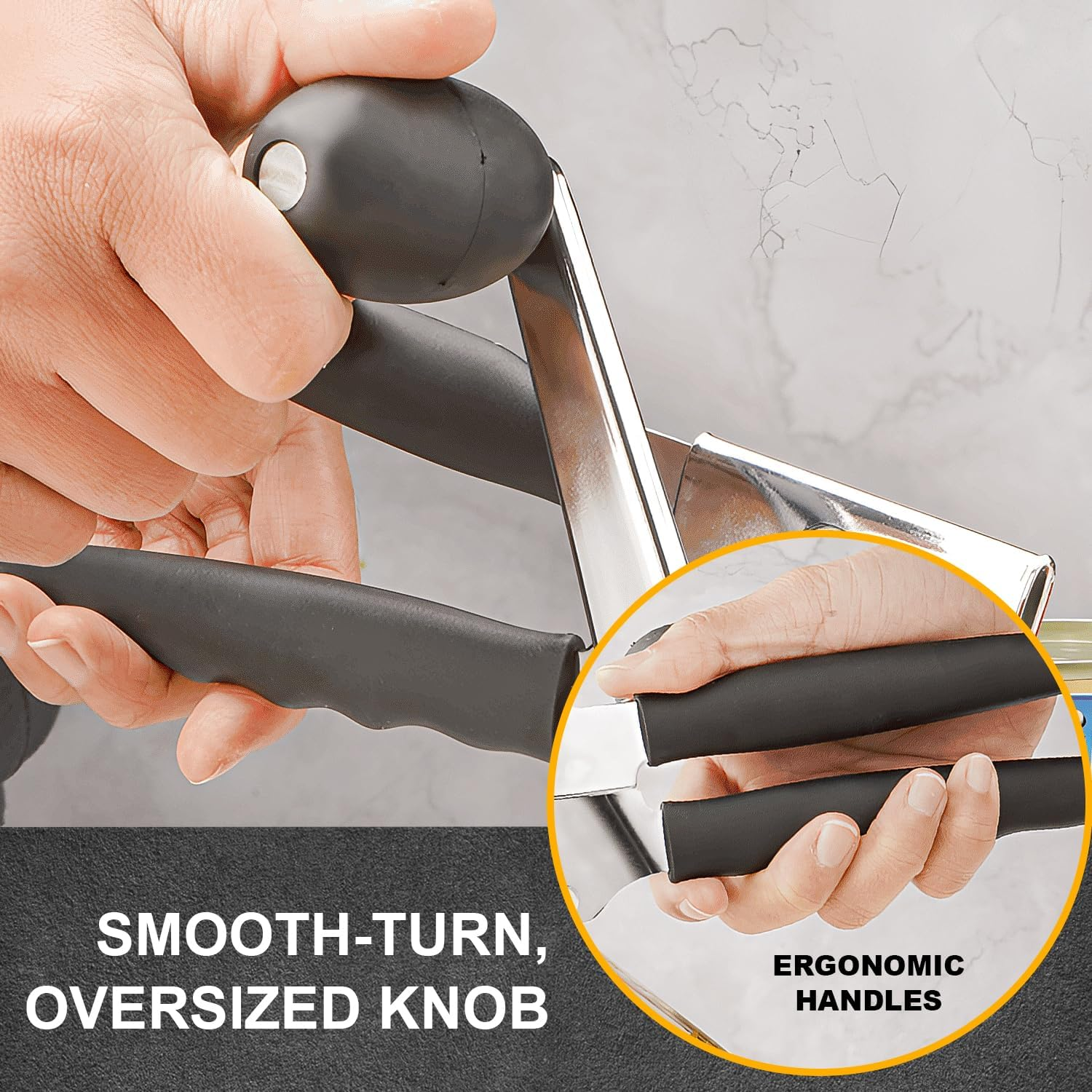 Commercial Can Opener,Hand Crank Can Opener Manual Heavy Duty with Comfortable Extra-Long Handles, Oversized Knob, Large Handheld Can Opener Easy for Big Cans (Black) image number 4