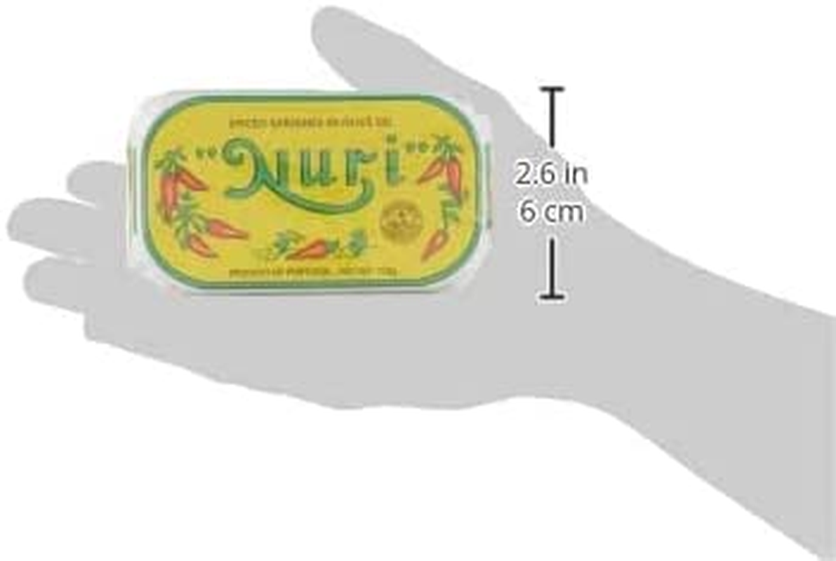 Nuri Brand Spiced Sardines in Olive Oil, 4 Pack, 125G Ea. Delicious Portuguese Sardines for Salads, Toast and More.