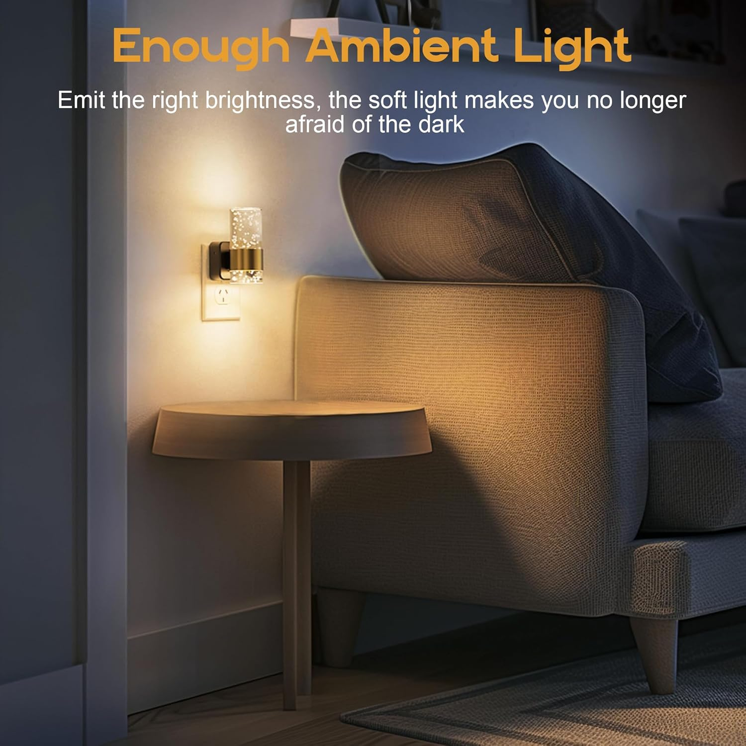 Night Lights Plug into Wall, 2 Pack 3000K Dimmable Nightlight with 0-100 LM Adjustable Brightness, Modern Automatic Plug in Night Light with Light Sensor for Hallway Bedroom image number 6