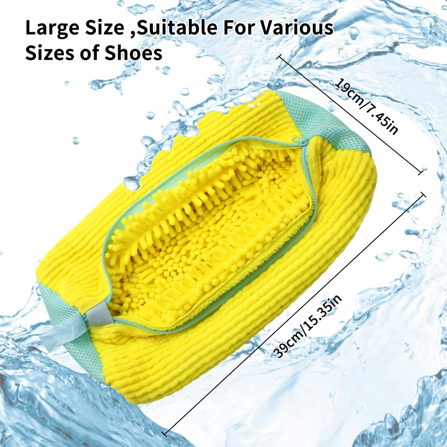 Henkion Reusable Shoe Washing Bags for Machine Washer & Dryer - 360&deg; Cleaning, Durable Zipper, Plush Protection - Fits All Shoe Sizes/Sneakers (Yellow, 2Pcs) - Grey-2Pcs image number 2