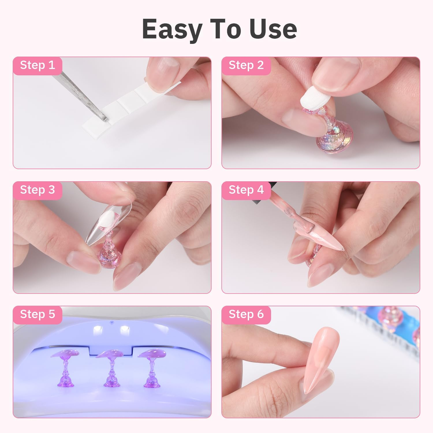 Etercycle 2 Set Nail Holder for Display Painting Nails - Aurora Acrylic Magnetic Practice Nail Stand Set - Fake Nail Holder for Press on Nails with Reusable Adhesive Putty (Aurora Pink) image number 2