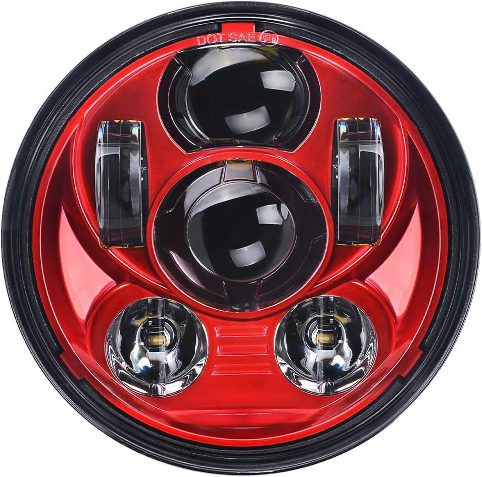 5-3/4 5.75 Inch LED Motorcycle Headlight Compatible with Harley Davidson Sportster Dyna Low Rider Street Bob Lron 883 1200 Softail Wide Glide Triple Headlamp - Black image number 6