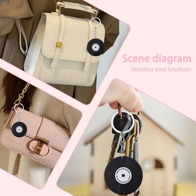Vinyl Record Player Music Keychain Gifts for Music Lover Christmas Birthday Gifts Black Phonograph Disk Key Ring for Musicians DJ Musical Gift Keepsake Party Favors image number 2