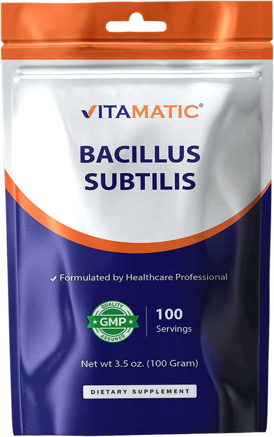 Vitamatic Bacillus Subtilis Pure Powder Probiotic Powder - Gut Health - 100 Gram - 100 Servings image number 1