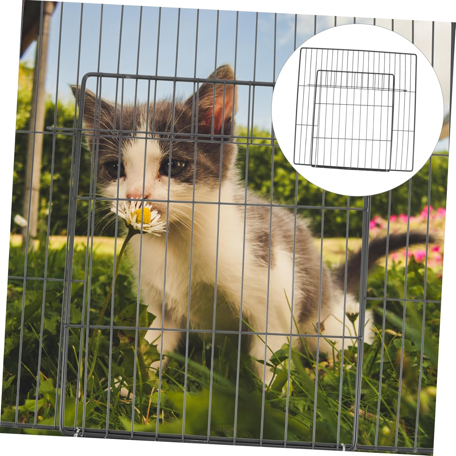 Kisangel DIY Cat Cage Door Wire Mesh Pet Fence Panel for Rabbit Dog Kennel Easy Assembly Pet Accessories image number 6