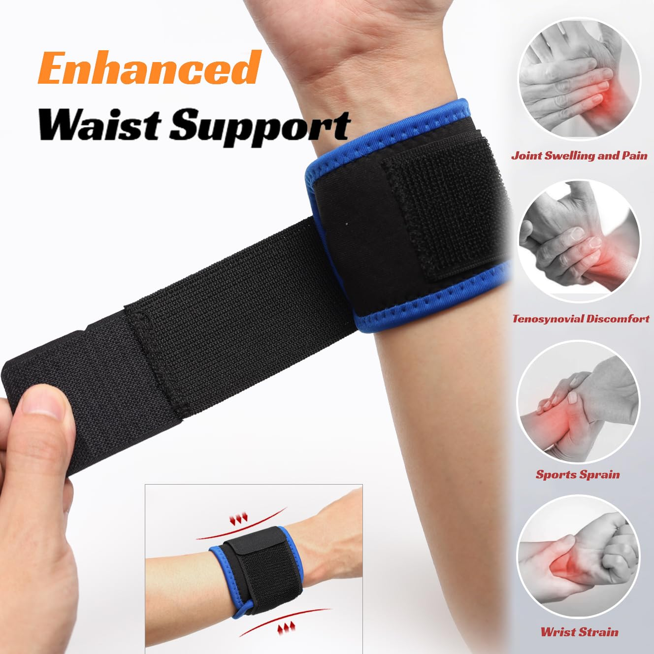 Wrist Brace 2 Pack - Wrist Support for Carpal Tunnel Pain Relief for Men & Women - Adjustable Wrist Straps for Weightlifting, Gym, Sports, Cycling - Comfortable & Flexible Wrist Guard for Sprains (Pink) image number 2