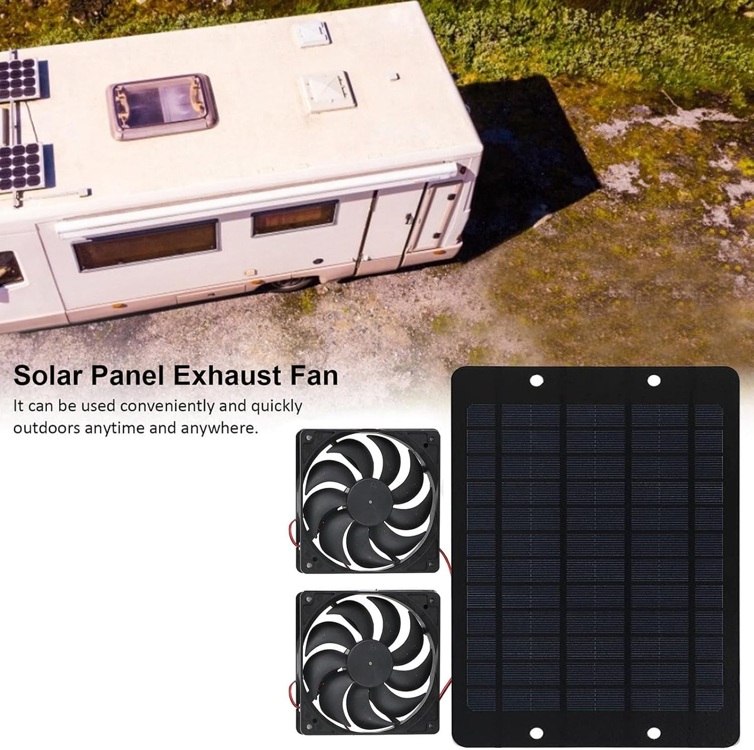 Chicken Coop Solar Fans Solar Powered Fan, 10W Solar Panel Waterproof with Dual Solar Exhaust Fan for Greenhouse, Shed, Chicken Coop, Pet Houses, Dog House, RV image number 4