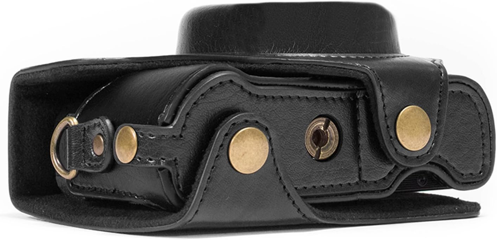 Megagear Canon Powershot G7 X Mark II Ever Ready Leather Camera Case and Strap, with Battery Access - Black - MG975