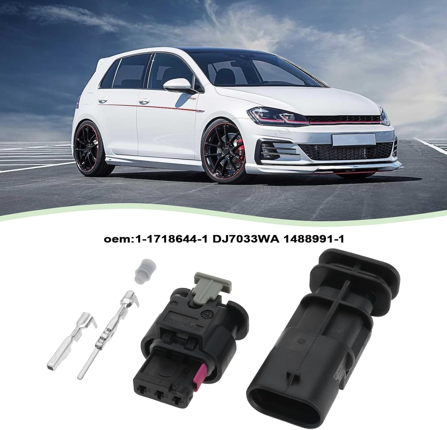 Emagtech 4Pcs Connector Plug 3Pin Car Speaker Connector Exhaust Valve Delete Connector Removal 1-1718644-1 DJ7033WA 1488991-1 Compatible with VW Golf R MK7 MK7.5 MK8 image number 2