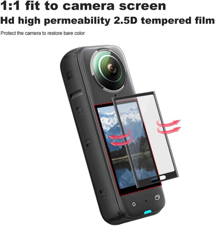 Protection Bundle for Insta360 X5｜Silicone Case + Lens Cover + PC Protective Lens + Storage Bag + 2X Tempered Glass Screen Protectors｜Full Coverage & Easy Storage image number 2