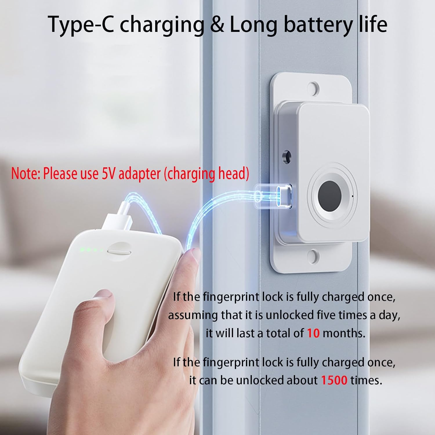 CMNGJ Child Safety Lock with Fingerprint Unlock, Smart Cabinet Lock One-Touch Fingerprint Unlocking, Easy-To-Use and Secure for Home, Office, Perfect for Cabinets, Drawers, Liquor, Cupboard image number 1