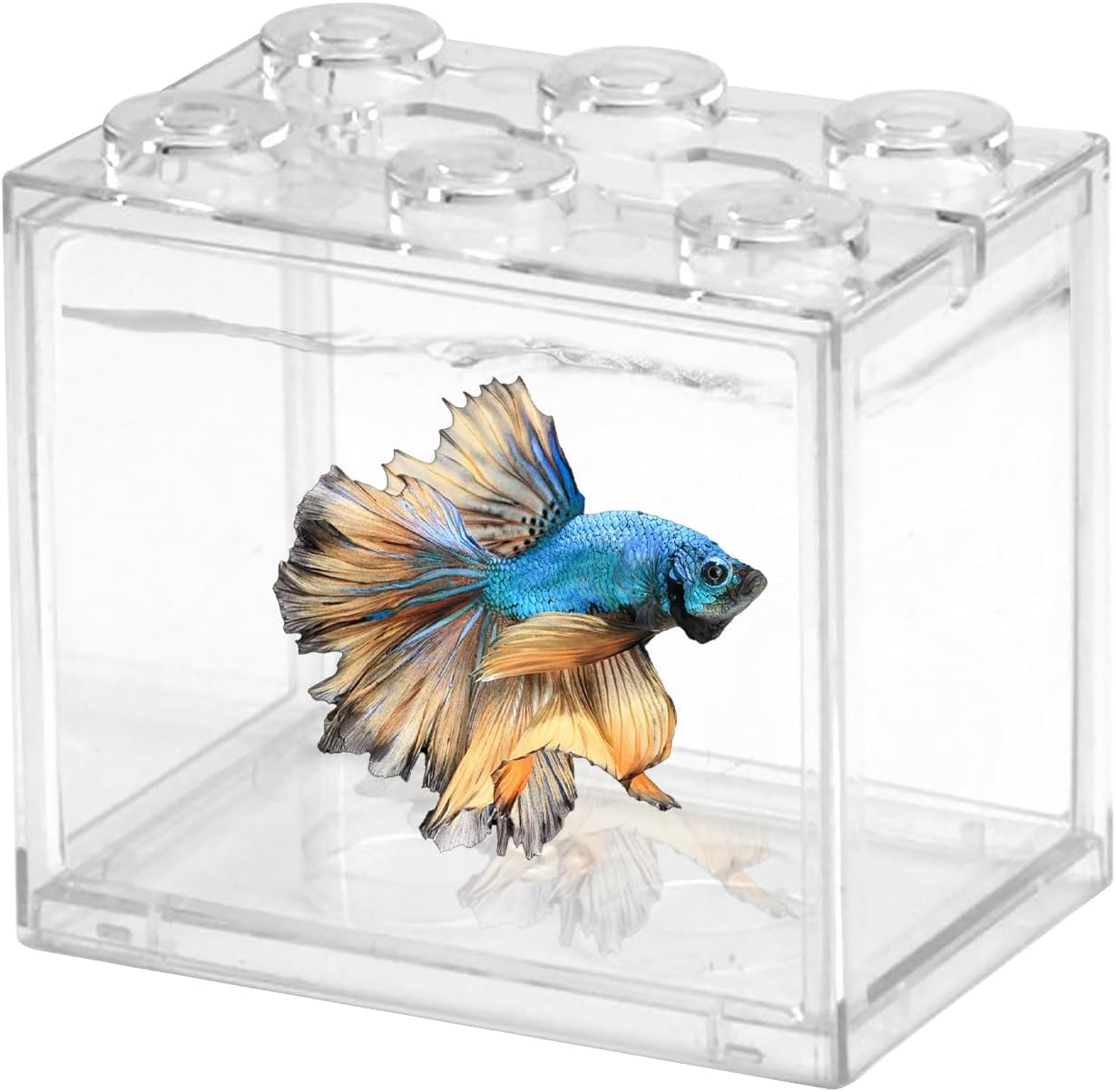 Small Fish Tank, Mini Fish Bowl, 0.3 Gallon Stackable Betta Fish Tank, Desktop Aquarium Tank, Perfect for Small Aquatic Animals, Seaweed Balls, Home Office Decoration(Unfiltered) image number 1
