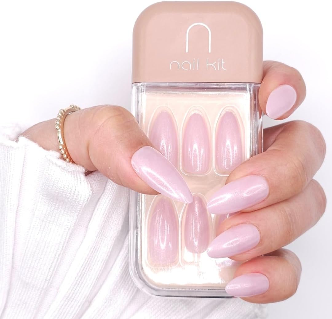 NKA PRESS on NAIL KIT -FALSE FAKE PRESS on NAILS -PREMIUM 28PC DIY ALL INCLUSIVE REUSABLE MEDIUM ALMOND-PURPLE RAIN