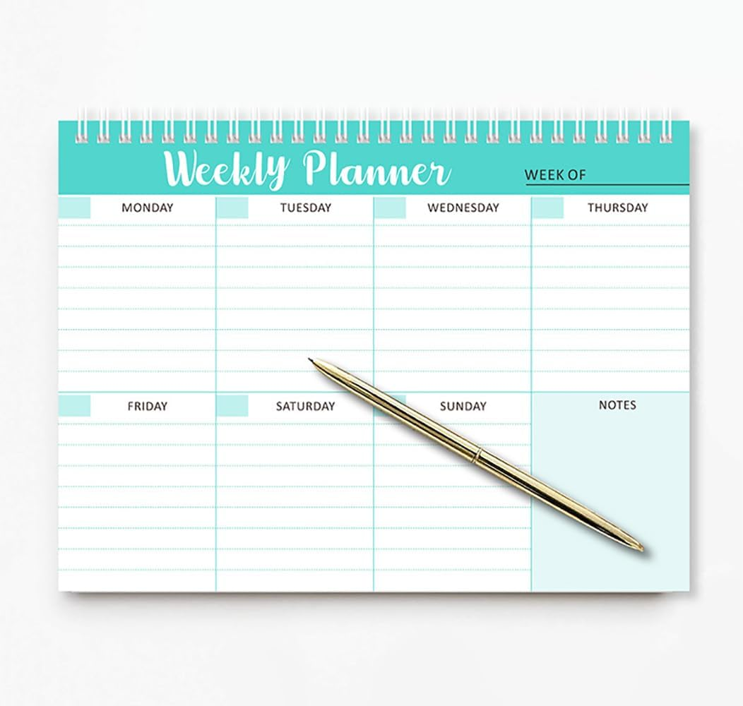 PQCLXUYA Weekly Planner Pad,Spiral Bound Weekly Goals Schedule,To-Do List Notebook,52 Weeks Calendars & Organizers for Meal, Appointments, Schedule, with Habit Tracker (Green) - Green image number 3