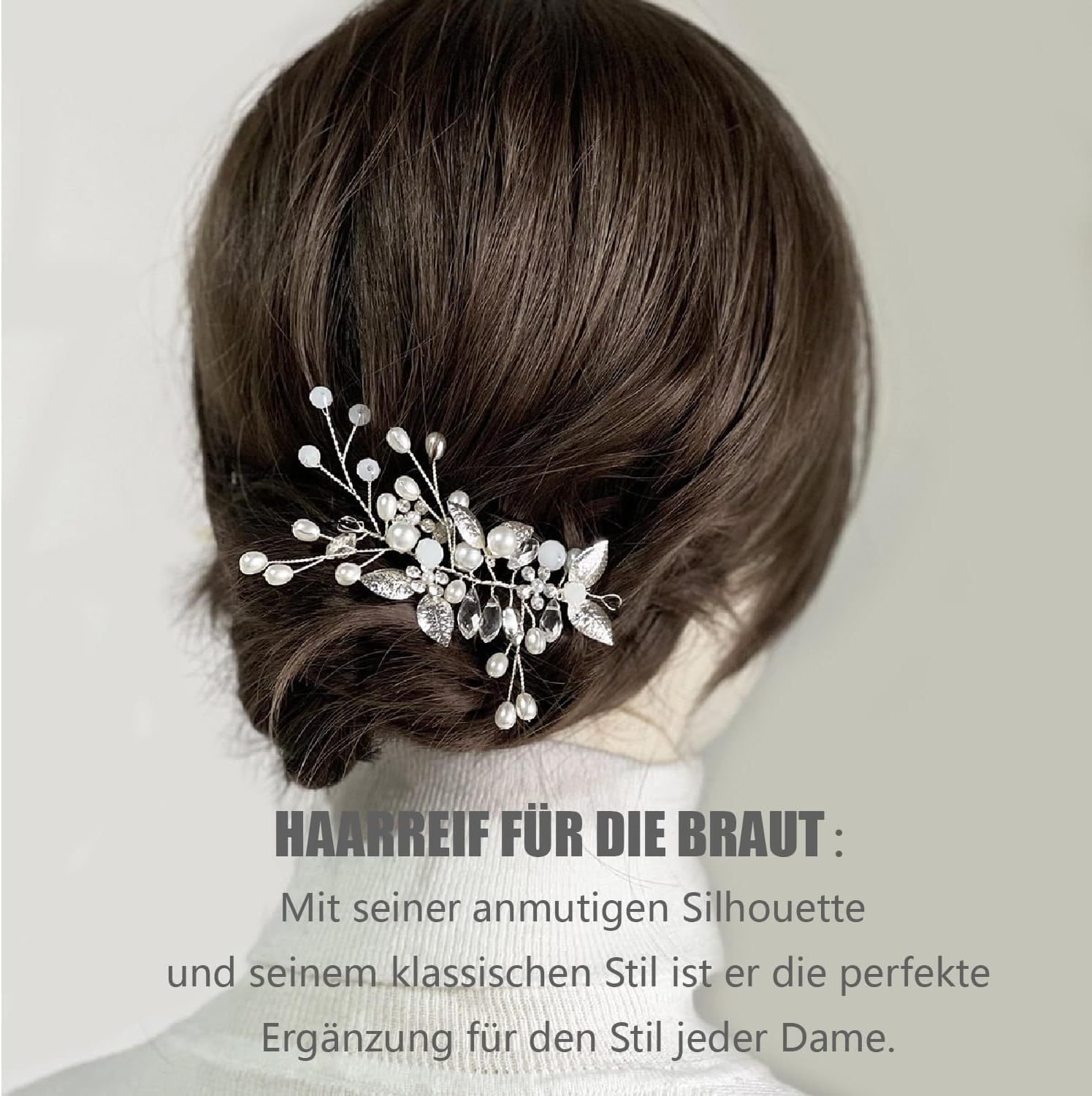 Esshogo Flower Leaf Headpiece, Silver Wedding Crystal, Silver Crystal Headband, Silver Crystal Hair Accessories, Wedding, Hair Accessories for the Bride image number 4