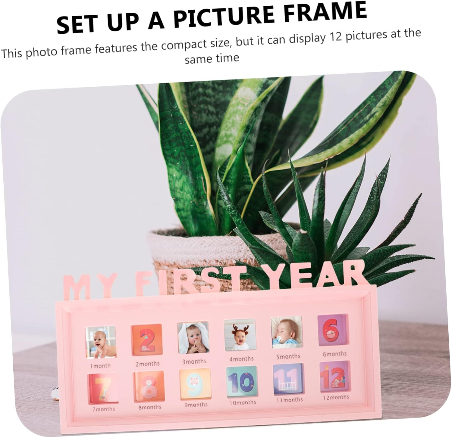 Growth Record Photo Frame Month Milestone Collage for Newborn Pictures Durable Modern Design First Year Memories