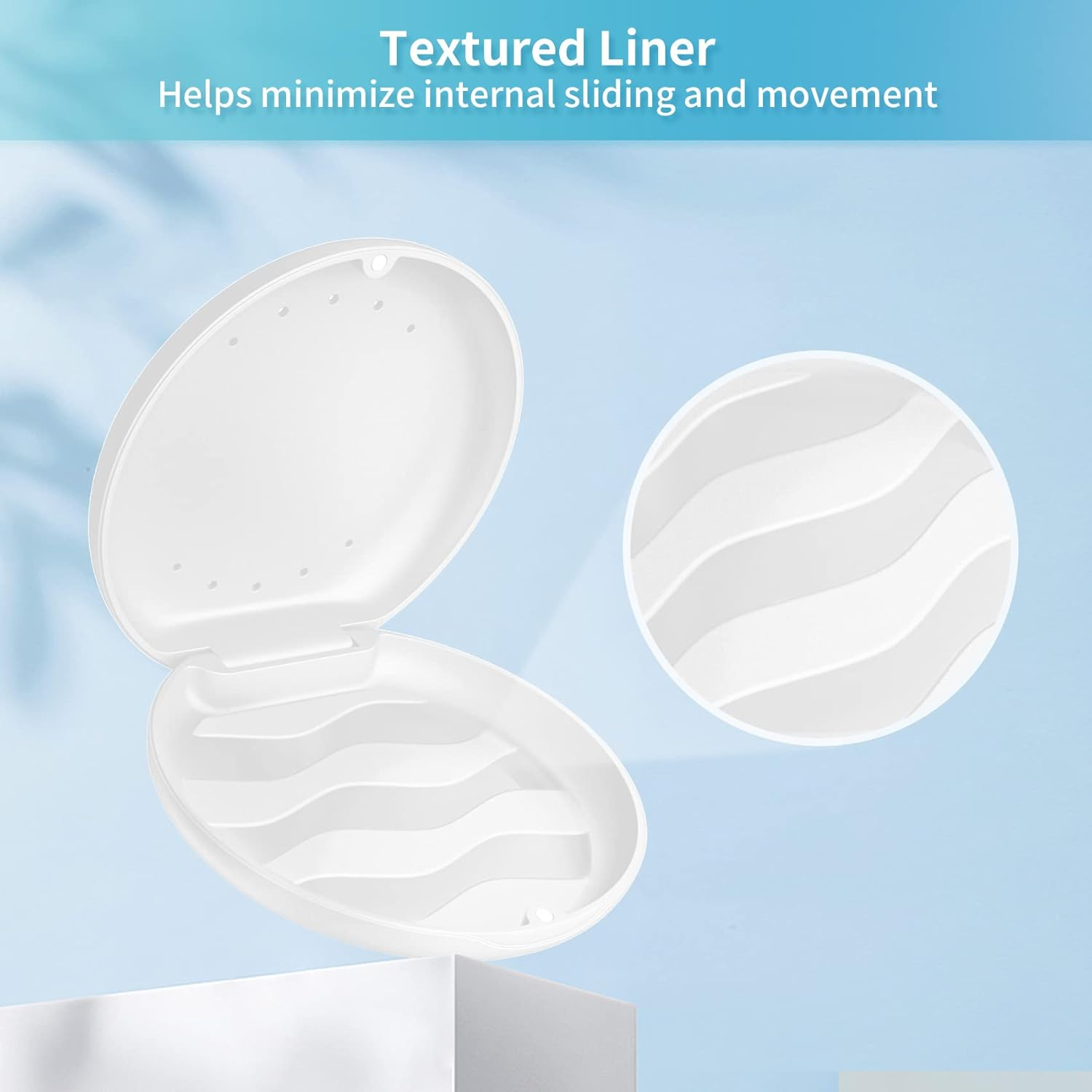 Annhua Orthodontic Retainer Case with Vent Holes, Denture Storage Case Slim Mouthguard Container Aligner Case with Magnetic Closure for Household|Travel|Office - White image number 6