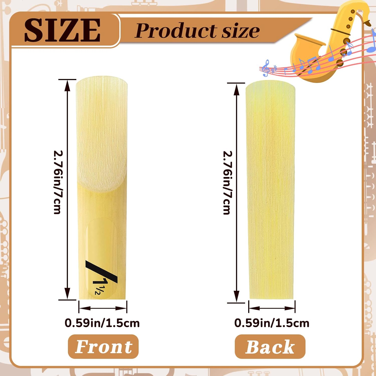 Yeshone 20 Pieces Alto Saxophone Sax Reeds Bamboo Saxophone Reeds with Individual Case for Clarinet Soprano or Alto Sax,1.5 in Strength image number 5