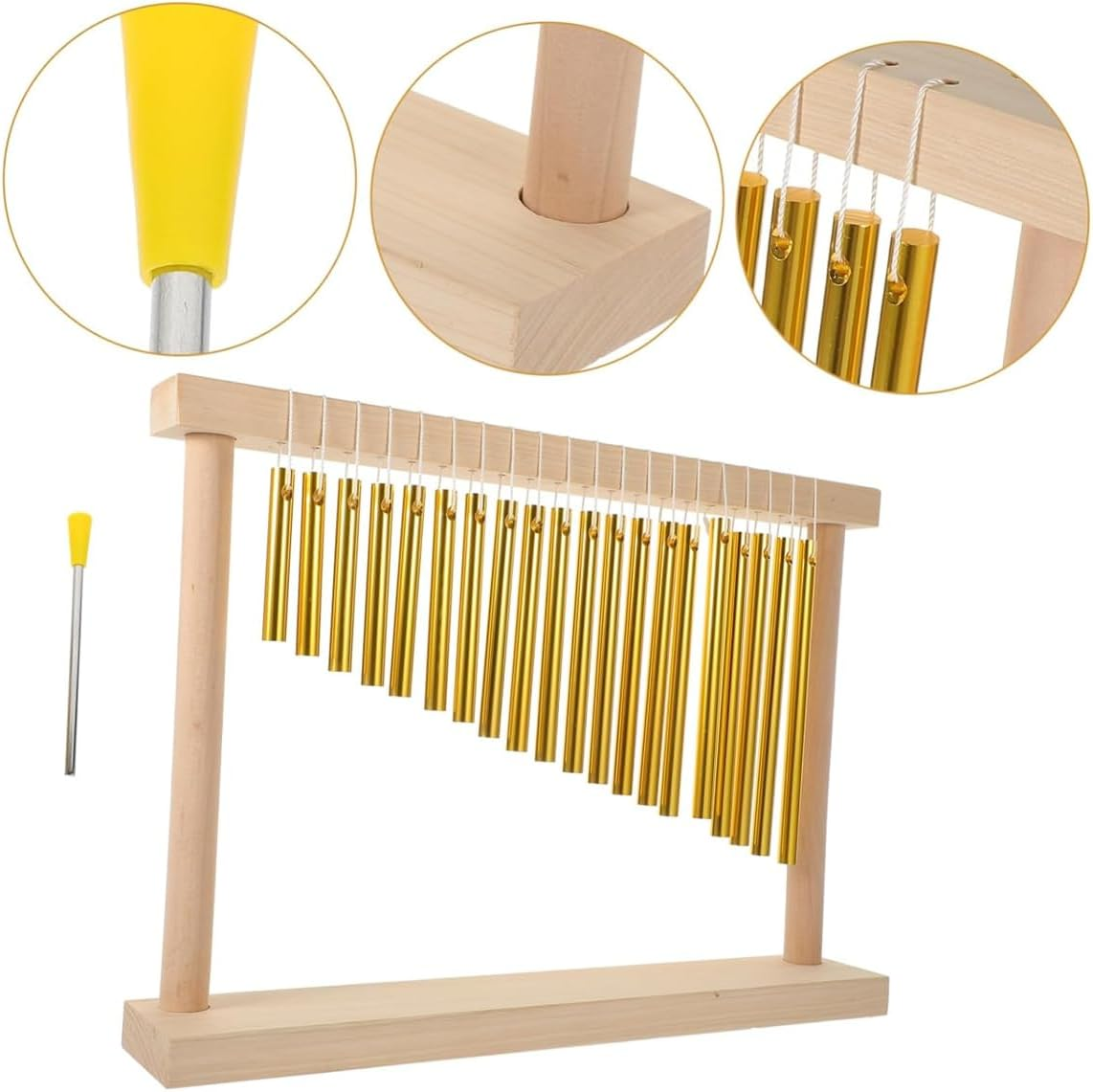 AIMALL 20-Tone Wind Chimes for Orff Musical Instruments &ndash; Beech Wood Base with Solid Aluminium Bars Percussion Sound Tool for Music Class Performance and Sound Therapy