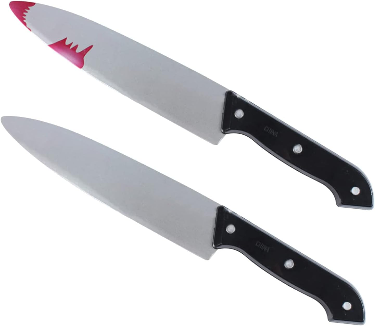 VZQI Plastic Knife 2Pcs Classic Halloween Blood Knife Horror Butcher Knife Props image number 2