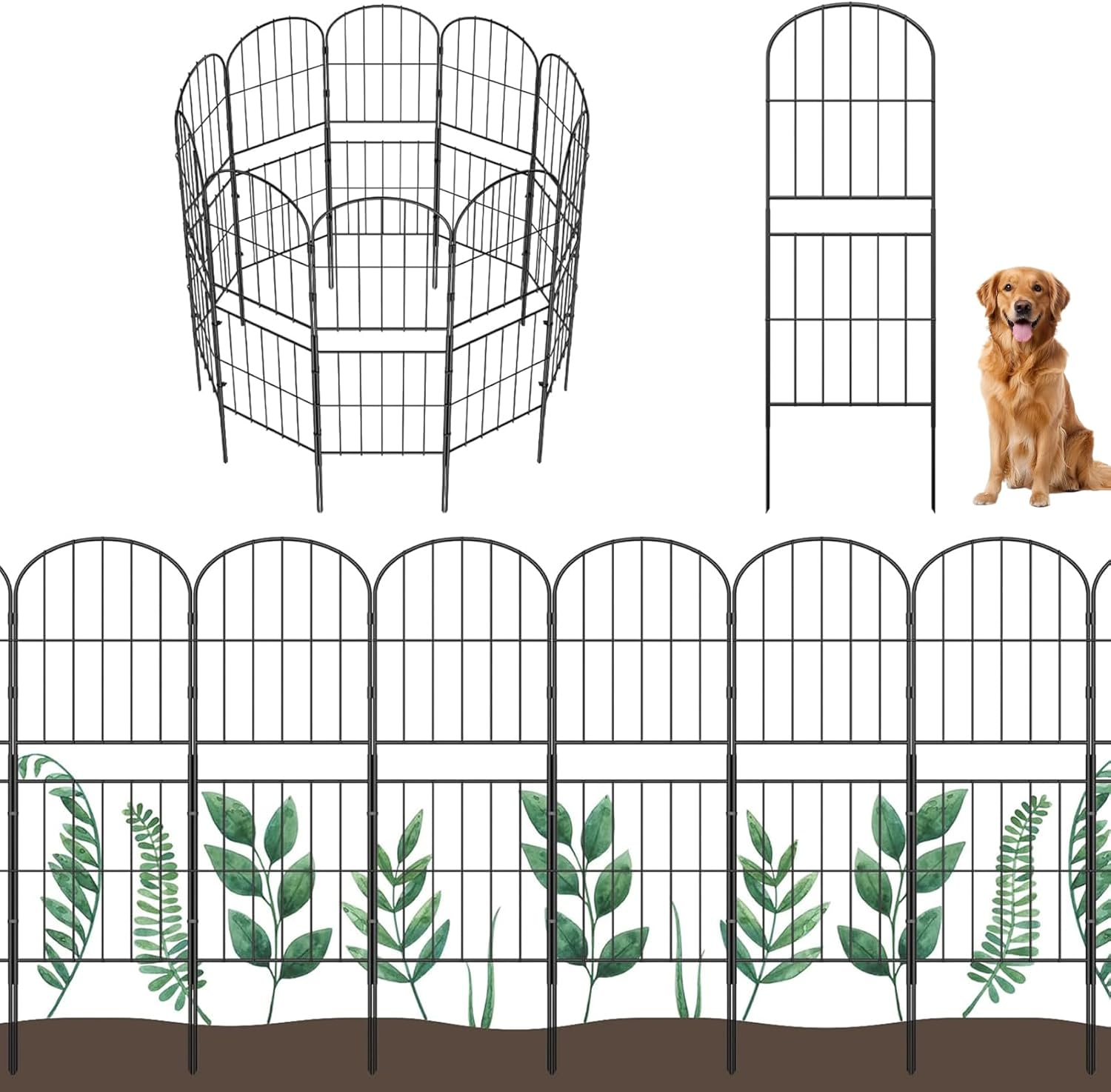 Decorative Garden Fence Fencing 10 Pack, Rustproof Metal Wire Panel Border Animal Barrier for Dog, Flower Edging for Yard Landscape Patio Outdoor Decor, Arched 92Cm*330Cm image number 2