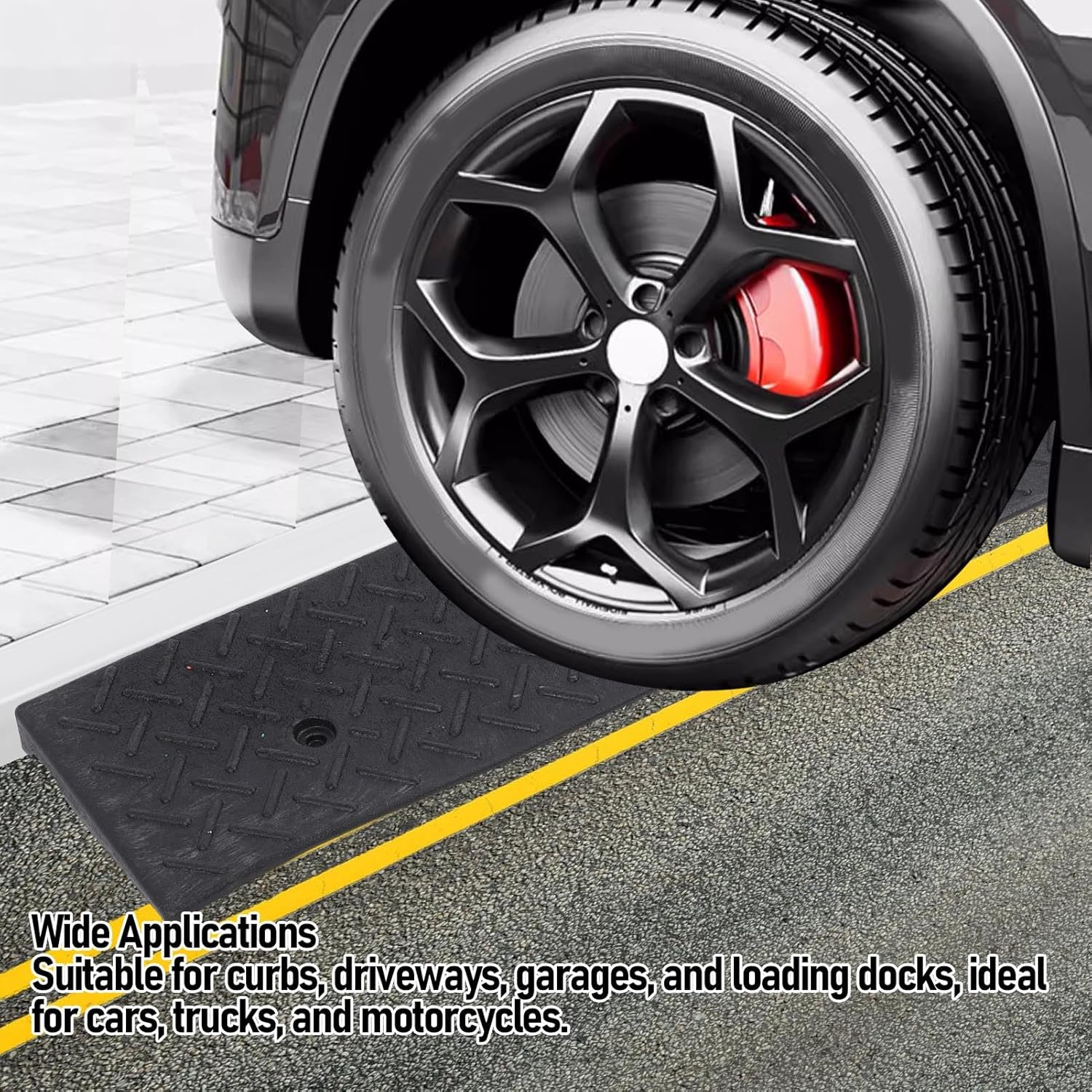 Rubber Curb Ramps, 22000LB Capacity, Heavy Duty 3In Rise Threshold Bridge Curb Ramp, Car Ramp for Trucks, Buses, Cars, Wheelchairs, Bikes