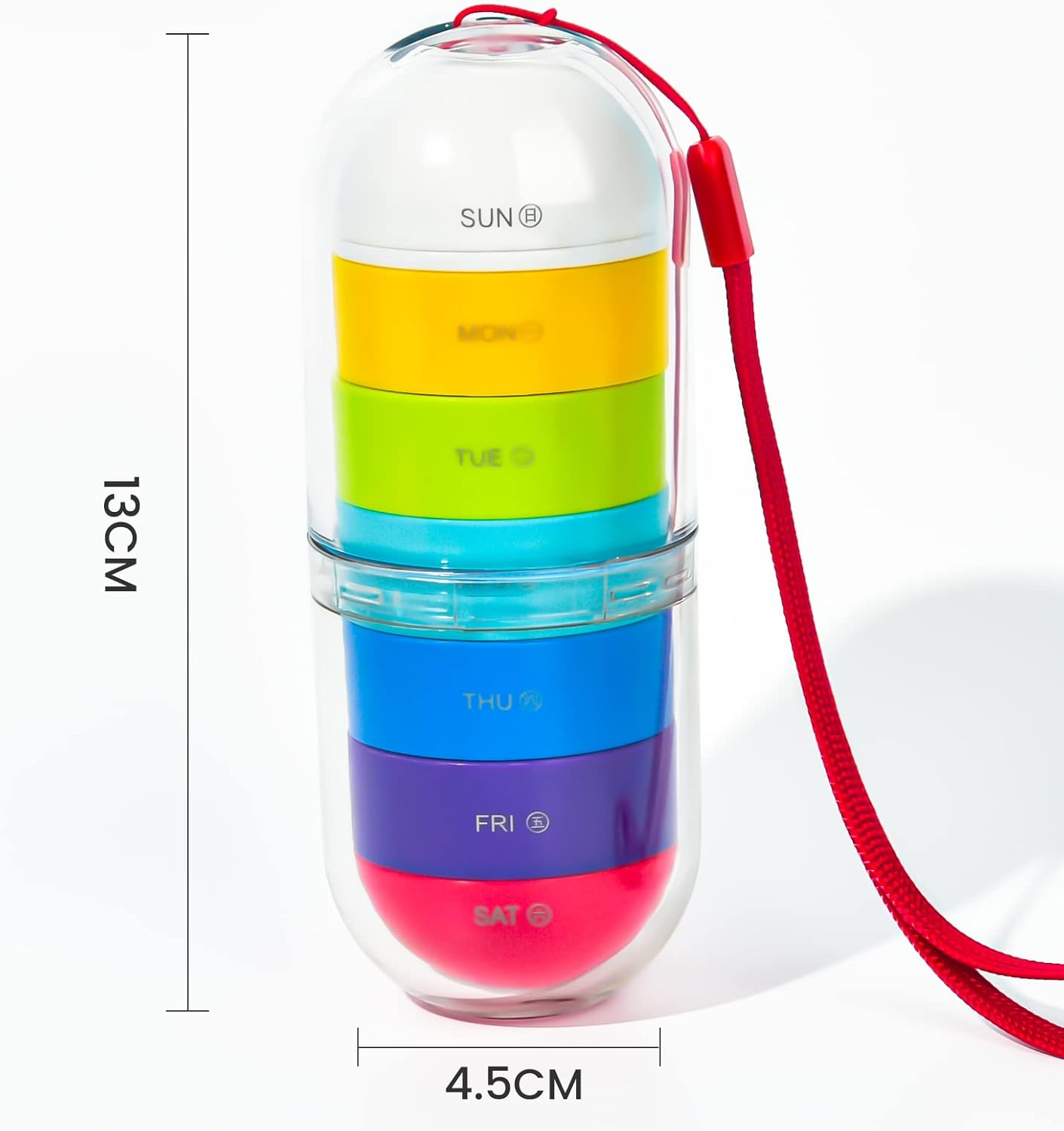 Portable Weekly Pill Box Organiser 7 Day Quality Tablet Box,Travel Pill Case Easy to Open Pill Organizers image number 1