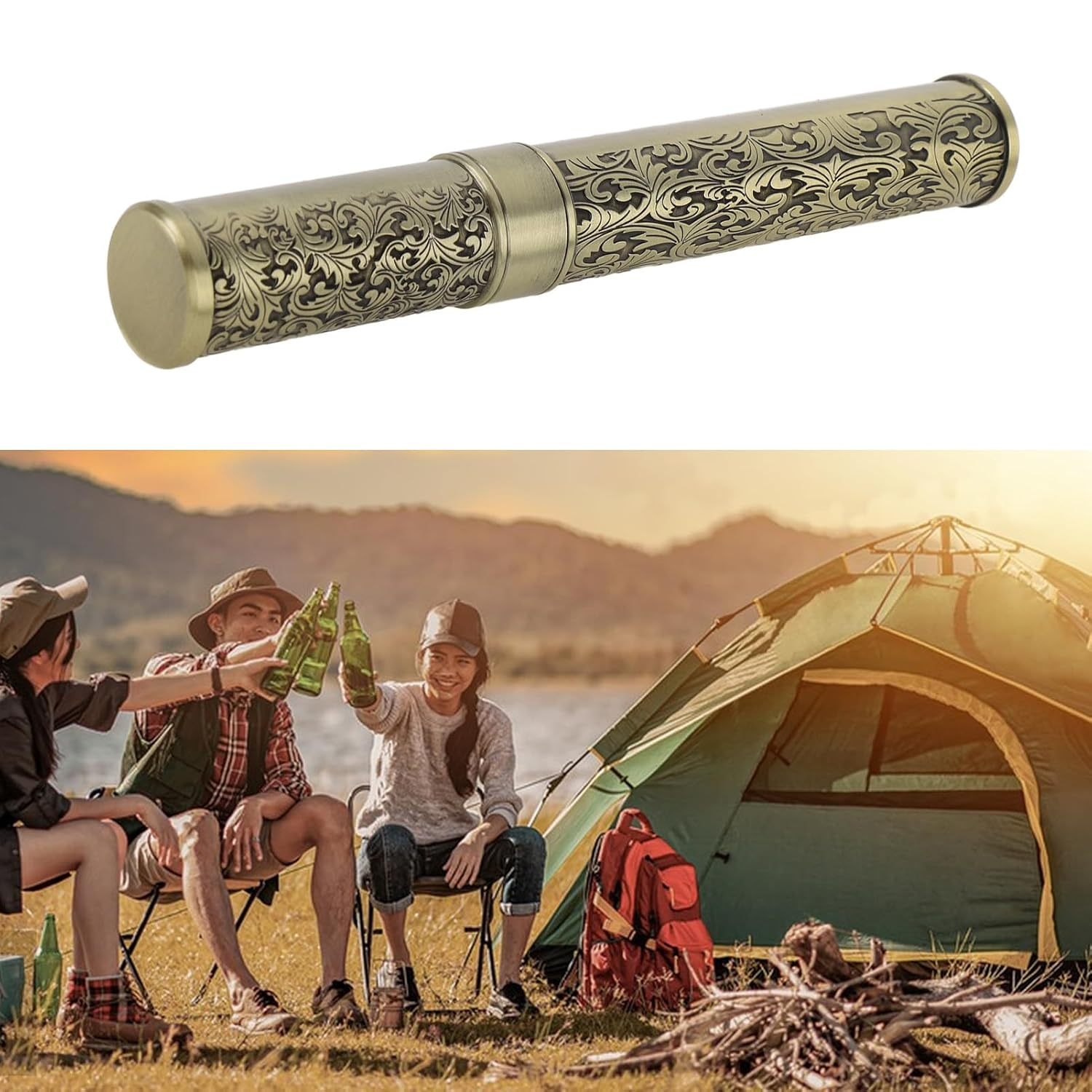 Metal Tube Container, Joint Tubes Embossed Aluminum Waterproof Portable Storage Container Box Stash Jar Cigar Cases Air Tight Pocket Purse for Outdoor Camping Travel` (Bronze) - Bronze image number 6