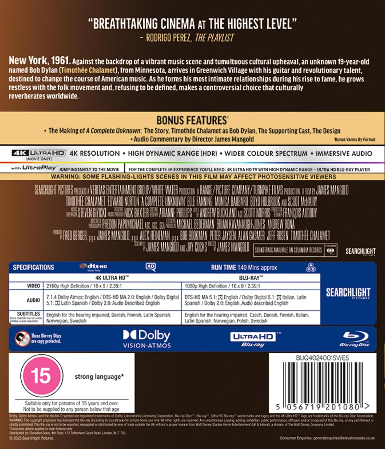 A Complete Unknown UHD/BD [Blu-Ray] [Region a & B & C]