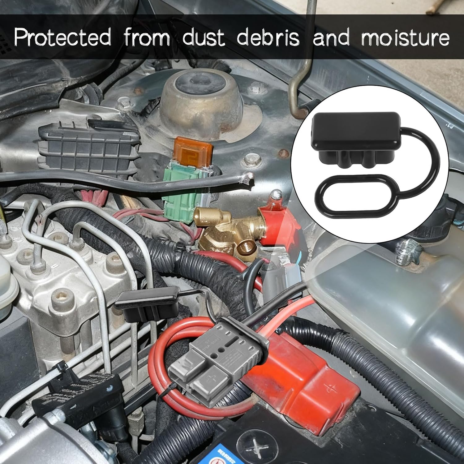 10 Pcs 50A Anderson Plug Cover, Battery Dust Cover with Securing Loop, Waterproof Connector Dust Cover Fits 50A DC Power Connectors, Trailer, Boat, Durable Rubber Boot for Outdoor Use image number 4