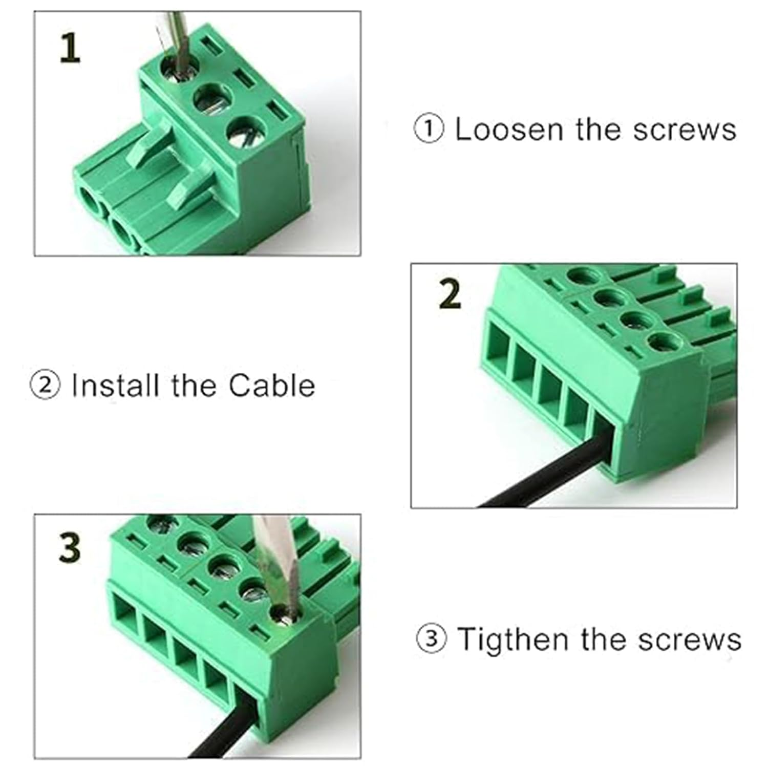 Zalizr 10 PCS 3-Pin PCB Screw Terminal Block Connectors, 5.08 MM Pitch Pluggable Male Plug and Female Socket for 24-12 AWG Wiring image number 4