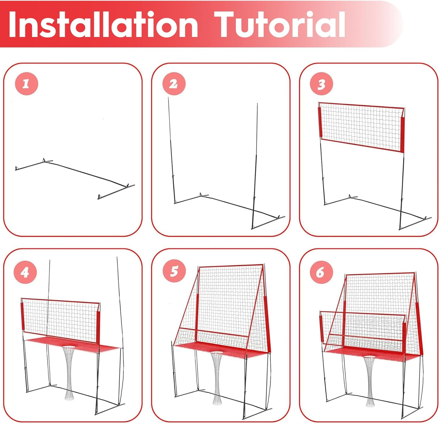 KAIGITE Volleyball Training Net System, Adjustable Portable Volleyball Practice Equipment Net for Hitting and Serving Trainer with Carry Bag, Easy Assembly for Indoor and Outdoor Use image number 5