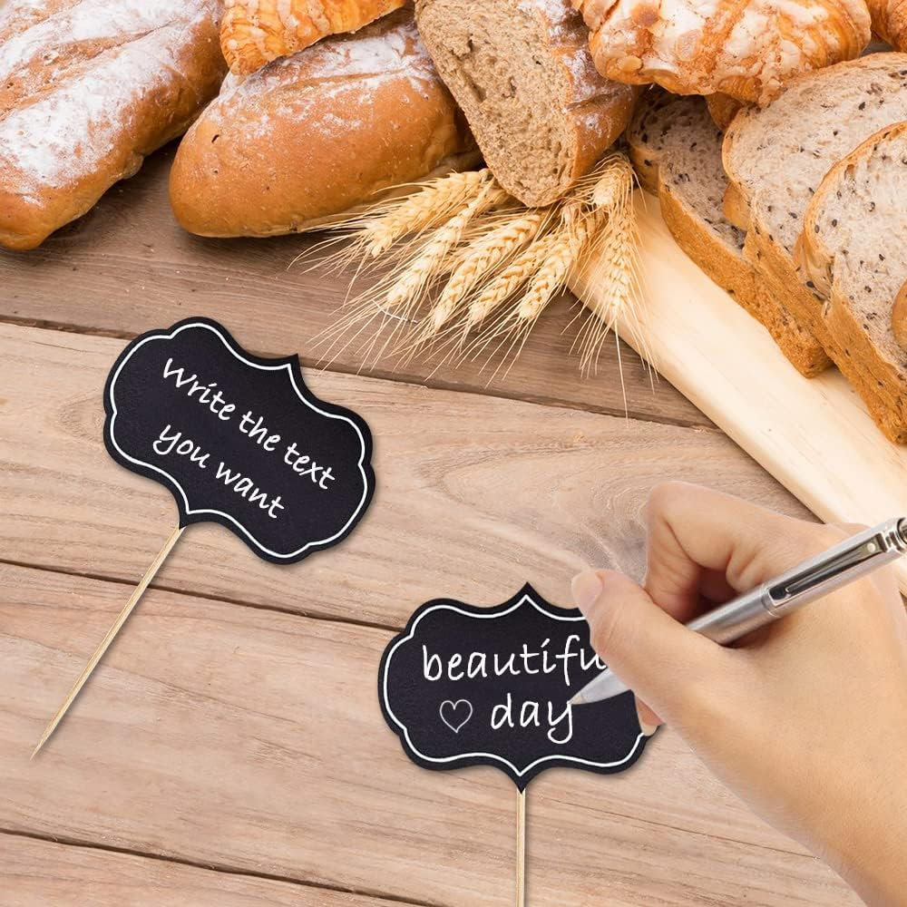 48 Pcs Cheese Markers for Charcuterie Board, Blank Toothpic Flags Black Cheese Labels, Buffet Labels Food Tags, Cupcake Name Tag Toppers image number 6