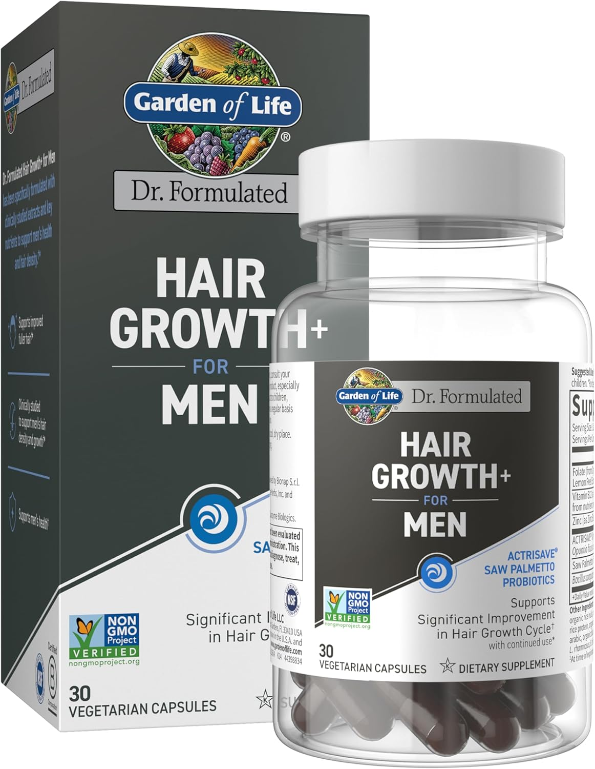 Garden of Life Dr. Formulated Hair Growth for Men with Clinically Studied Extracts and Saw Palmetto for Men to Support Men&rsquo;S Hair Growth, 30 Count Vegetarian Capsules image number 2