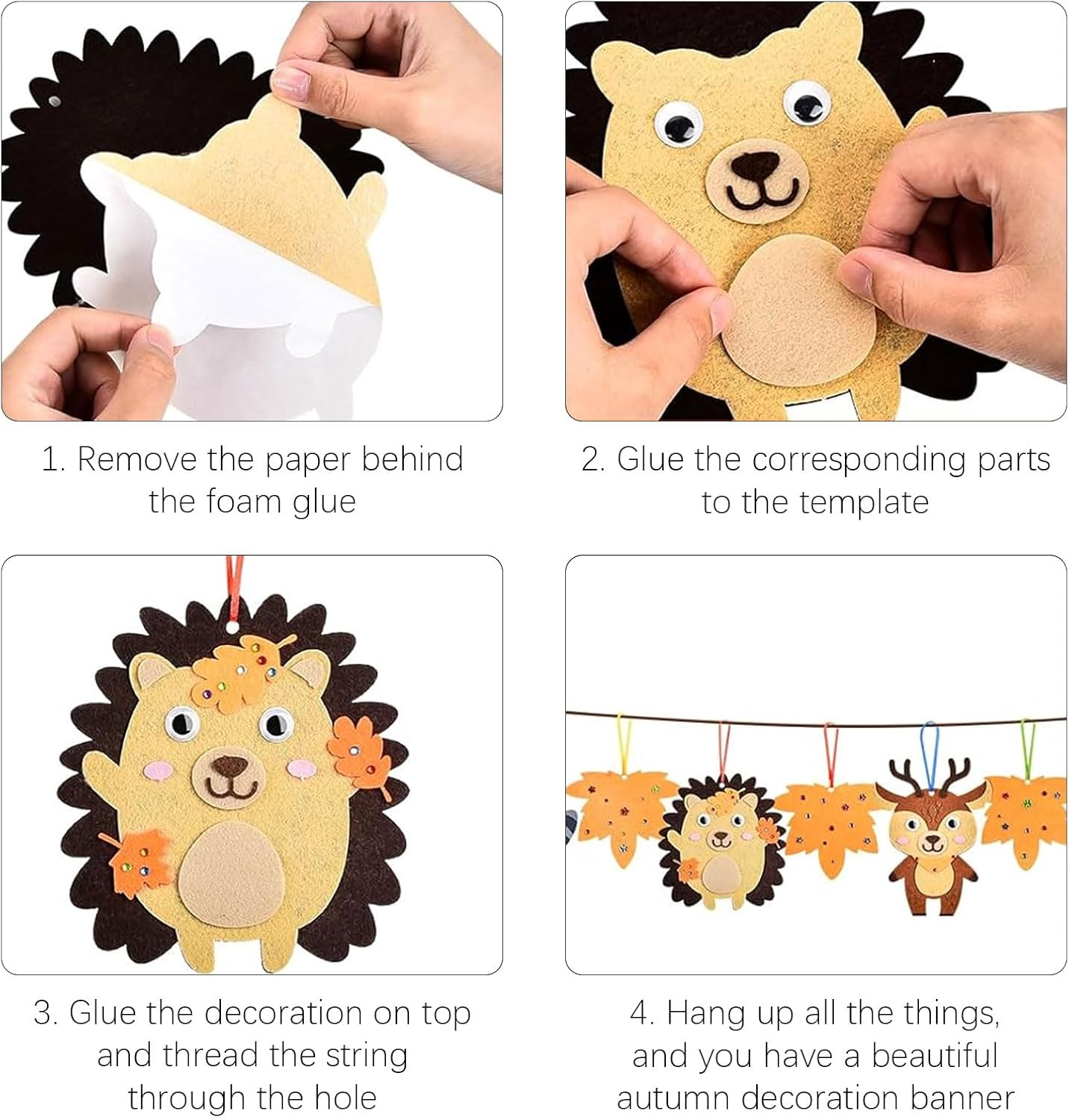 SSKHE 13 Animals Craft Set Autumn Creative Set DIY Autumn Gift Leaf with Owl, Hedgehog, Squirrel, Fox, Raccoon, Deer Creative Sets for Crafts Forest Animals Creative Craft Supplies for Boys Girls image number 3