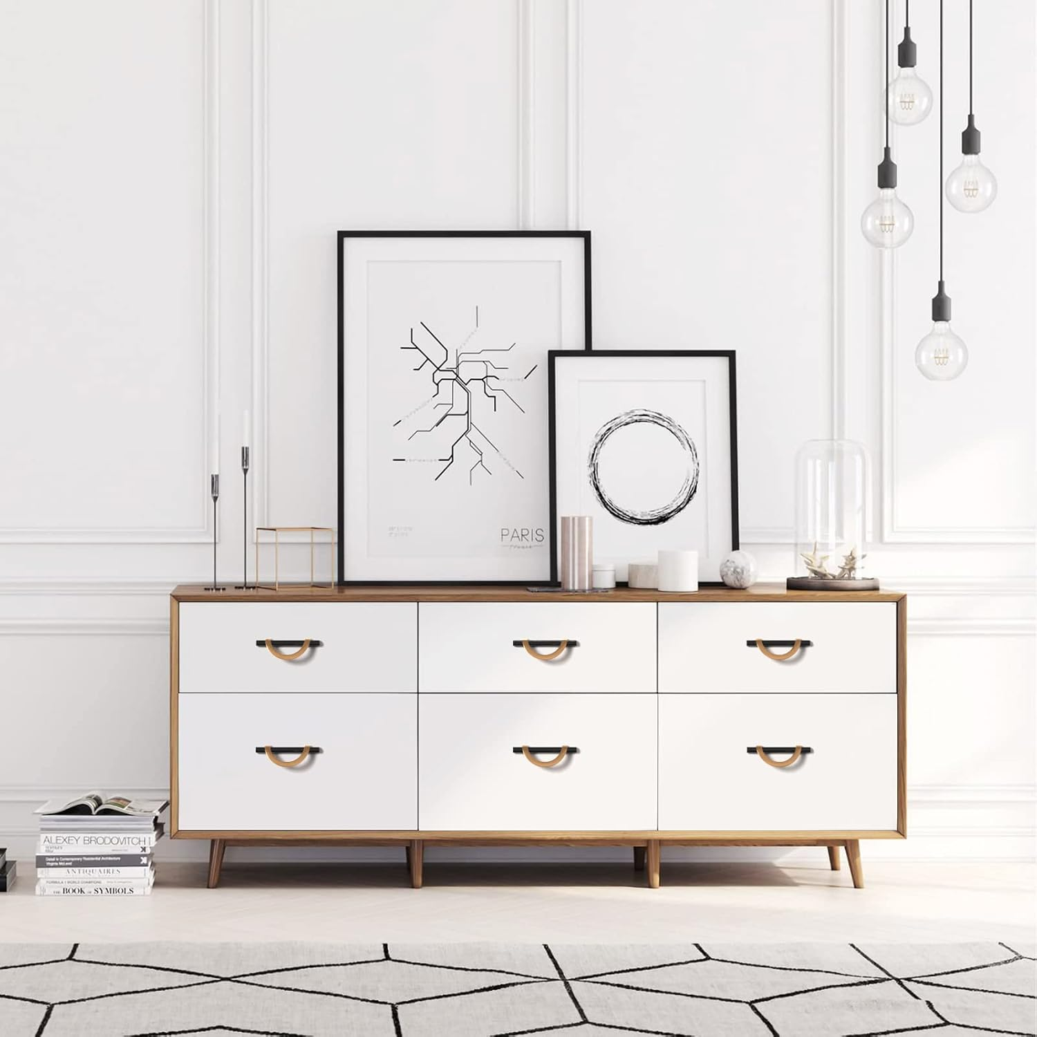 Amerdeco 10 Pack Black Brushed Gold Cabinet Pulls 5 Inch(128Mm) Hole Centers Kitchen Cabinet Handles Hardware Kitchen Handles for Cabinets Cupboard Handles Drawer Pulls&hellip;