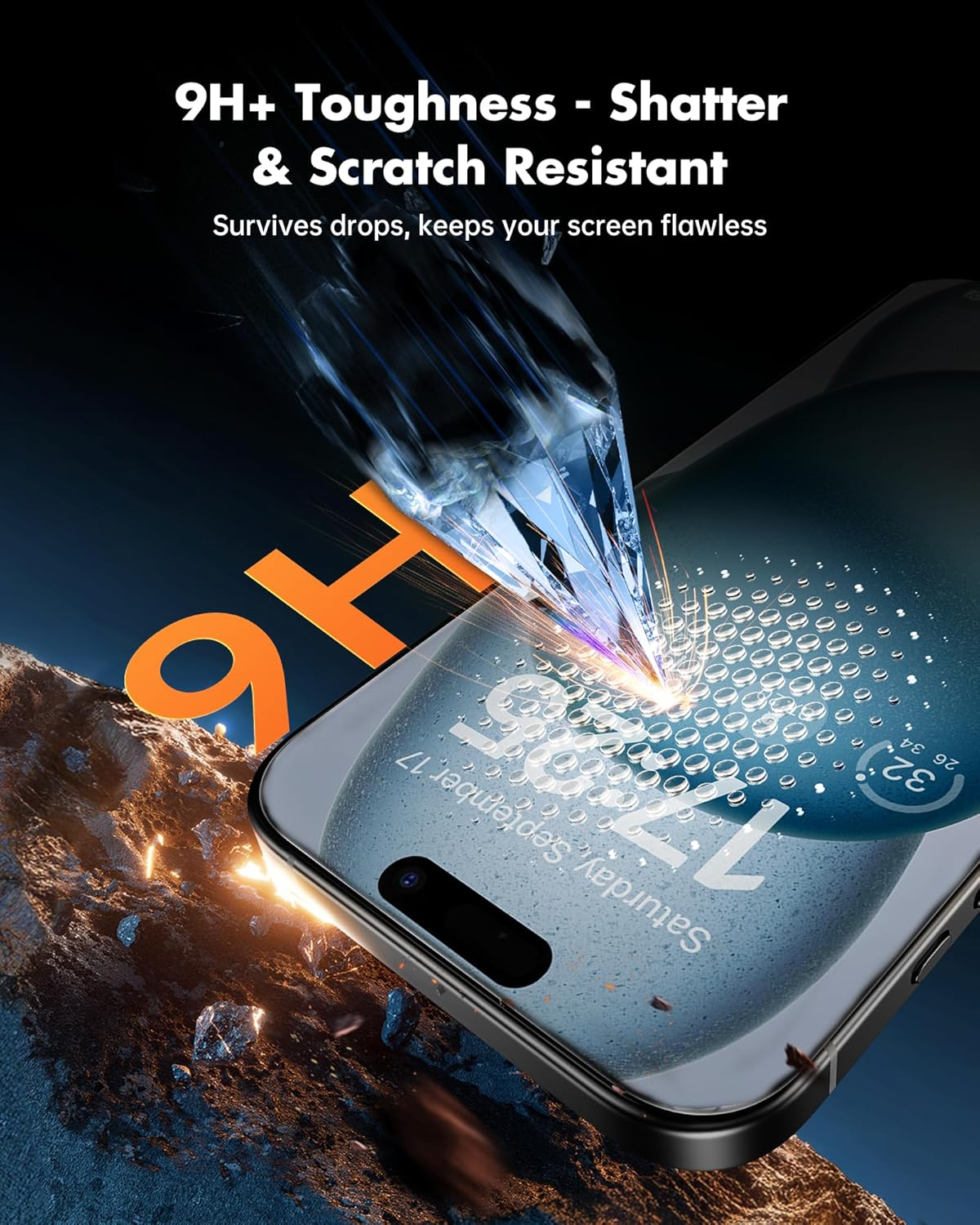 Unbreakcable Privacy Screen Protector for Iphone 15 (6.1 Inch), Pack of 2 + 2 Camera Protection Films, 25&deg; Anti-Spy, 9H Hardness, Anti-Fingerprint, HD Clarity Tempered Glass image number 3