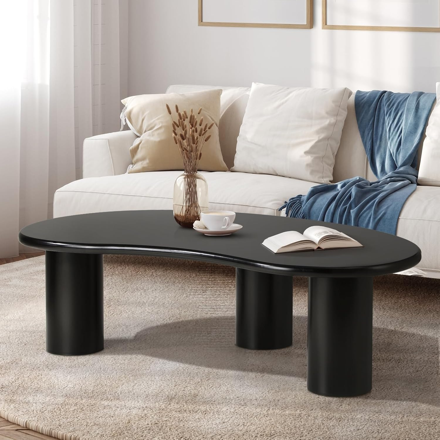 Oikiture Black Coffee Table 78 X 55 X 40Cm Living Room Wooden Side Table