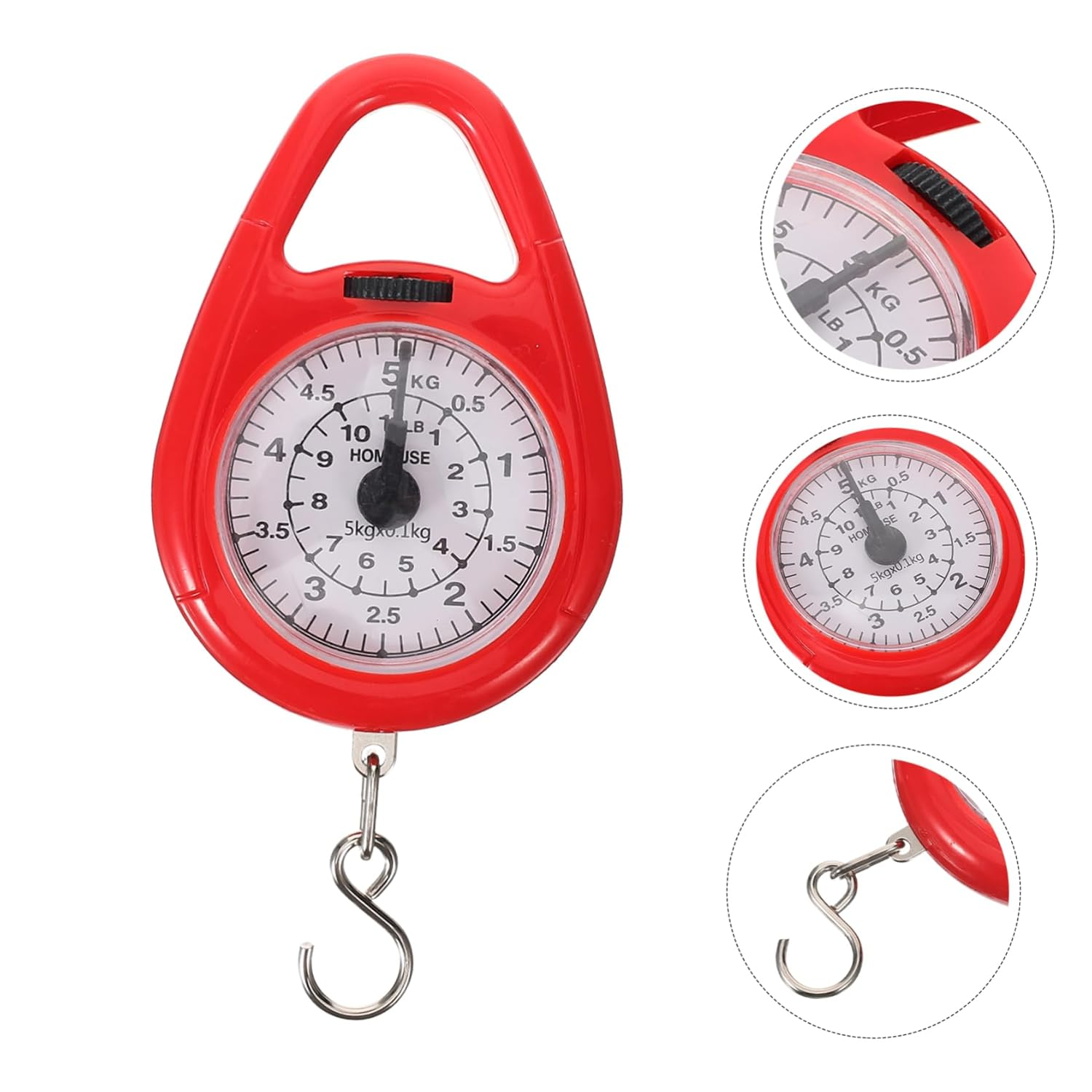 FIXOSHEE Portable Mini Spring Hanging Scale with Hook Red Handheld Luggage Weight Scale for Travel Suitcase Use for Precise Weight Measurement image number 3